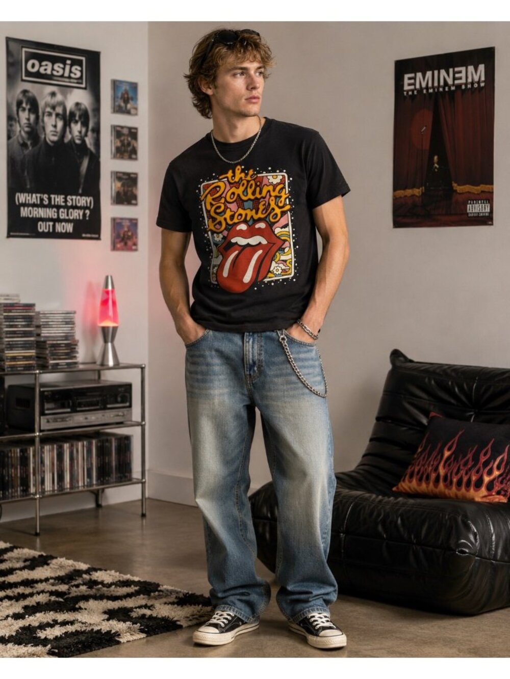 The Rolling Stones 2022 Graphic Band T Shirt XL Black Tongue Logo Retro Licensed